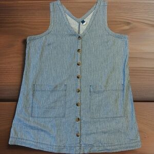 NWT Old Navy XL Dress Pinstripe V-Neck Button Front Sleeveless Blue Utility Y2K